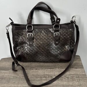Coldwater Creek Dark Brown Textured Satchel Purse